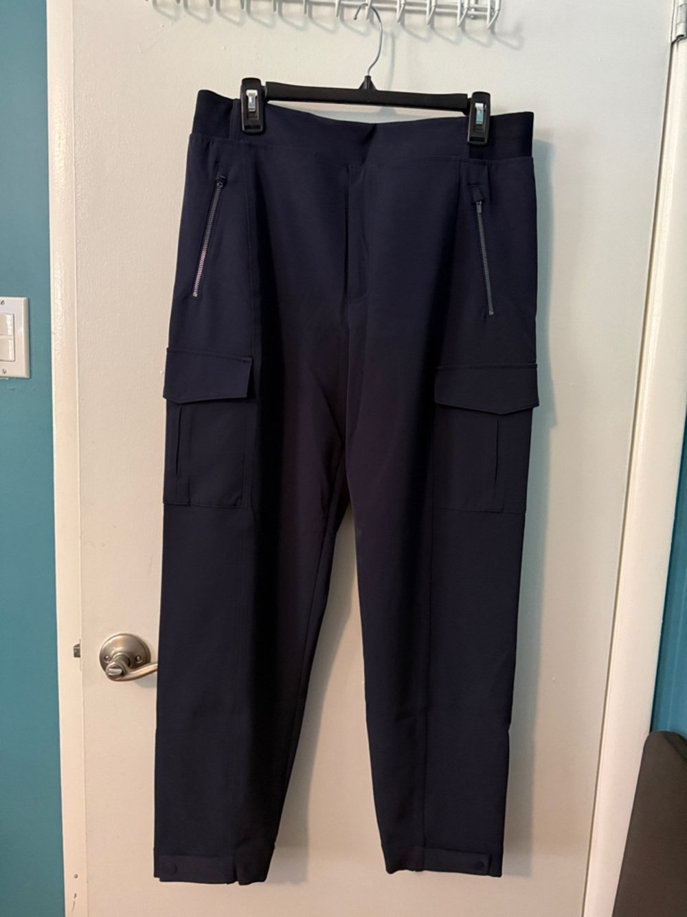 Athleta Endless High Rise Cargo Navy Trousers